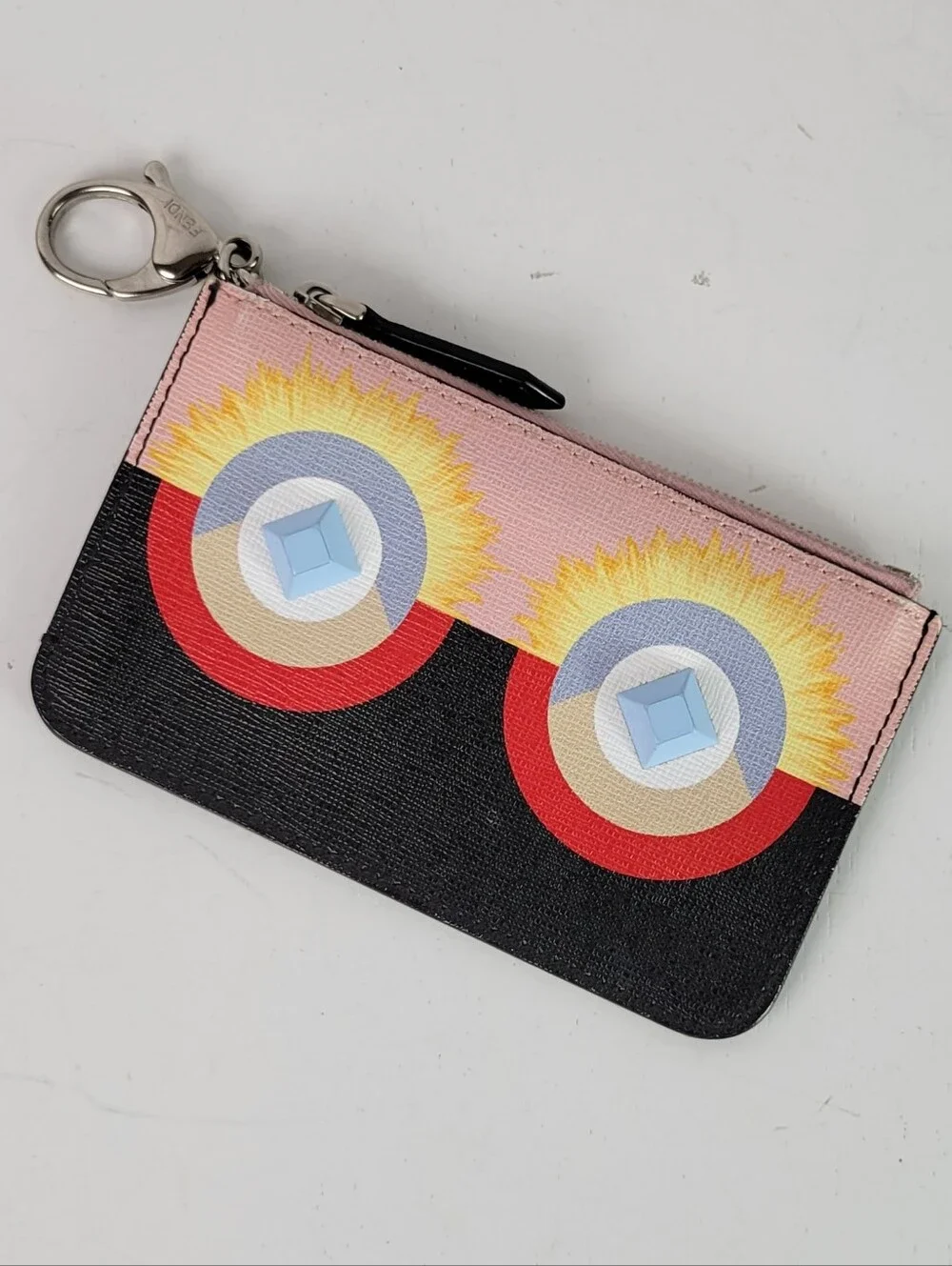 FENDI Hypnoteyes Vitello Leather Keychain Wallet